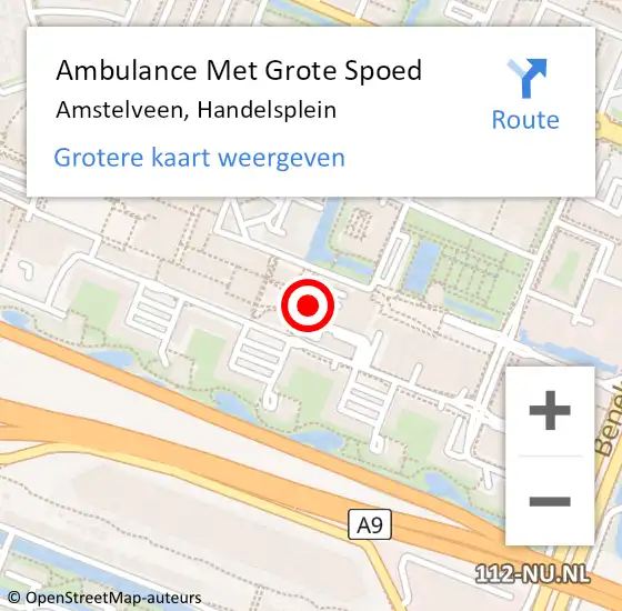 Locatie op kaart van de 112 melding: Ambulance Met Grote Spoed Naar Amstelveen, Handelsplein op 11 mei 2023 15:46