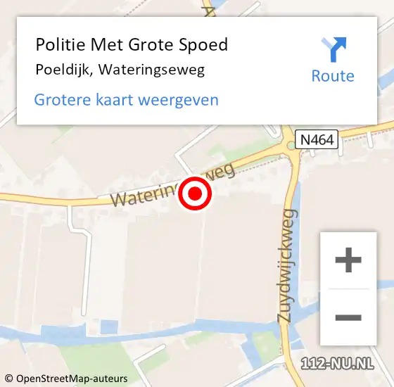 Locatie op kaart van de 112 melding: Politie Met Grote Spoed Naar Poeldijk, Wateringseweg op 11 mei 2023 15:48