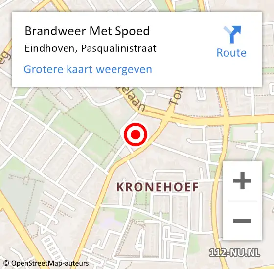 Locatie op kaart van de 112 melding: Brandweer Met Spoed Naar Eindhoven, Pasqualinistraat op 11 mei 2023 15:50