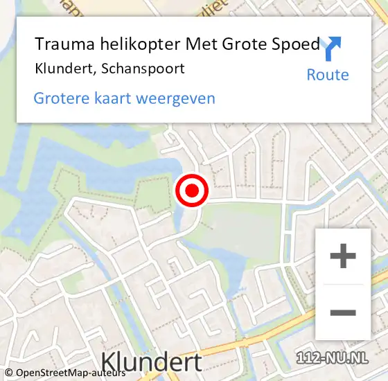 Locatie op kaart van de 112 melding: Trauma helikopter Met Grote Spoed Naar Klundert, Schanspoort op 11 mei 2023 18:01