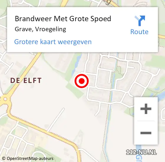 Locatie op kaart van de 112 melding: Brandweer Met Grote Spoed Naar Grave, Vroegeling op 11 mei 2023 18:02