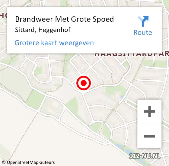 Locatie op kaart van de 112 melding: Brandweer Met Grote Spoed Naar Sittard, Heggenhof op 11 mei 2023 18:33