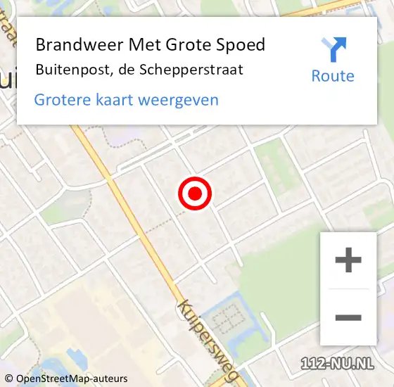 Locatie op kaart van de 112 melding: Brandweer Met Grote Spoed Naar Buitenpost, de Schepperstraat op 11 mei 2023 19:18