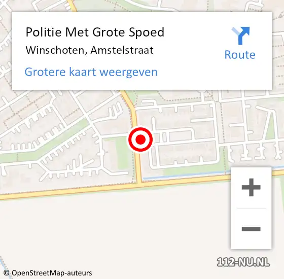 Locatie op kaart van de 112 melding: Politie Met Grote Spoed Naar Winschoten, Amstelstraat op 11 mei 2023 19:32
