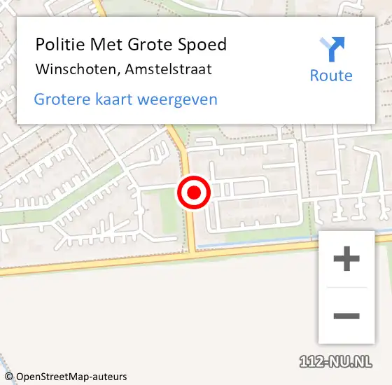 Locatie op kaart van de 112 melding: Politie Met Grote Spoed Naar Winschoten, Amstelstraat op 11 mei 2023 19:33