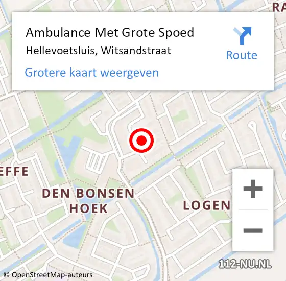 Locatie op kaart van de 112 melding: Ambulance Met Grote Spoed Naar Hellevoetsluis, Witsandstraat op 11 mei 2023 20:16
