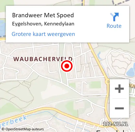 Locatie op kaart van de 112 melding: Brandweer Met Spoed Naar Eygelshoven, Kennedylaan op 11 mei 2023 20:21