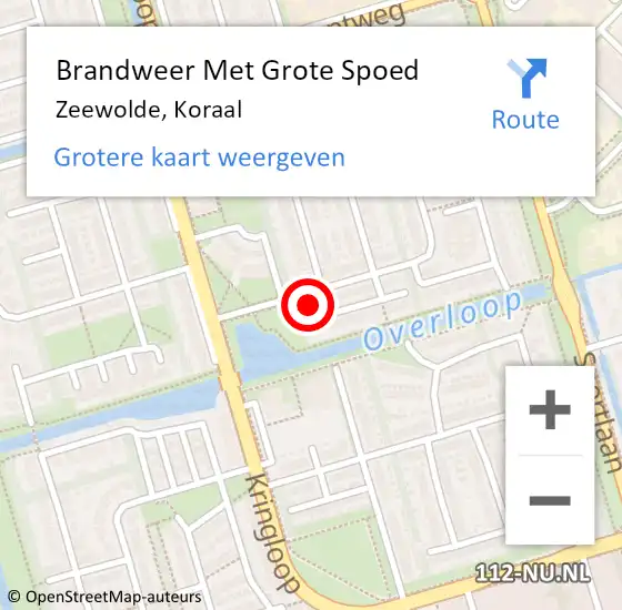 Locatie op kaart van de 112 melding: Brandweer Met Grote Spoed Naar Zeewolde, Koraal op 11 mei 2023 20:45