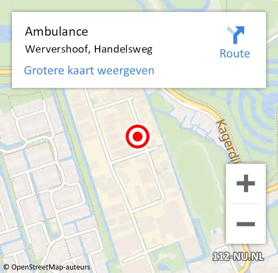 Locatie op kaart van de 112 melding: Ambulance Wervershoof, Handelsweg op 11 mei 2023 21:01