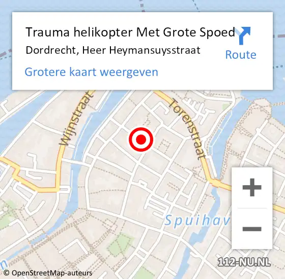 Locatie op kaart van de 112 melding: Trauma helikopter Met Grote Spoed Naar Dordrecht, Heer Heymansuysstraat op 11 mei 2023 21:08