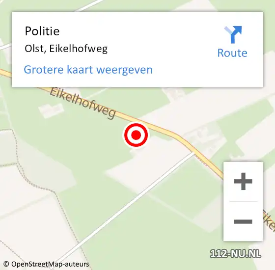 Locatie op kaart van de 112 melding: Politie Olst, Eikelhofweg op 11 mei 2023 21:21