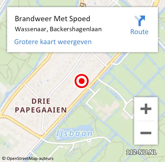 Locatie op kaart van de 112 melding: Brandweer Met Spoed Naar Wassenaar, Backershagenlaan op 11 mei 2023 23:03