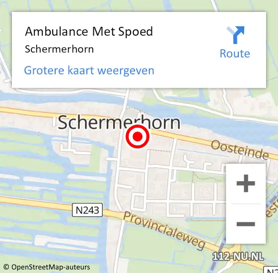 Locatie op kaart van de 112 melding: Ambulance Met Spoed Naar Schermerhorn op 11 mei 2023 23:53