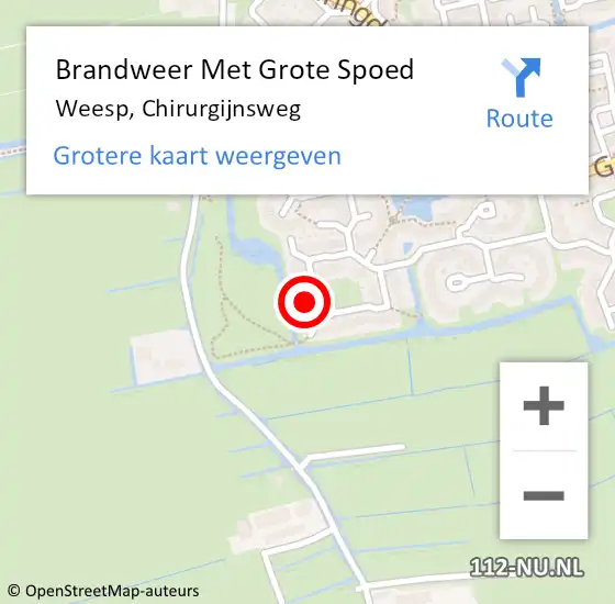 Locatie op kaart van de 112 melding: Brandweer Met Grote Spoed Naar Weesp, Chirurgijnsweg op 12 mei 2023 03:10