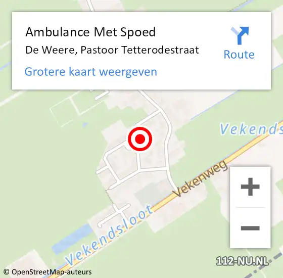 Locatie op kaart van de 112 melding: Ambulance Met Spoed Naar De Weere, Pastoor Tetterodestraat op 12 mei 2023 05:11