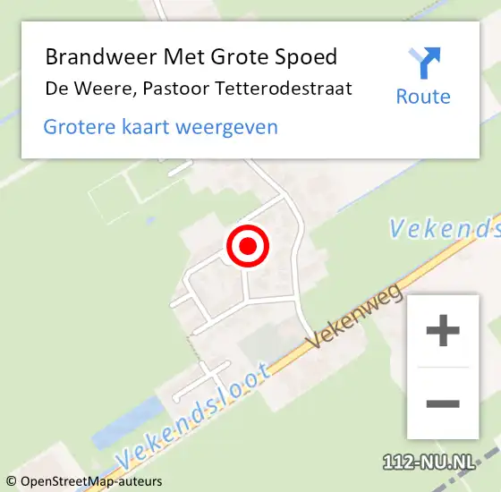 Locatie op kaart van de 112 melding: Brandweer Met Grote Spoed Naar De Weere, Pastoor Tetterodestraat op 12 mei 2023 05:34