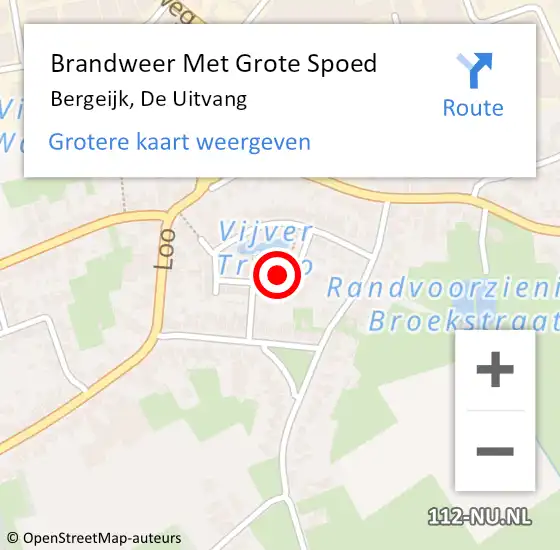 Locatie op kaart van de 112 melding: Brandweer Met Grote Spoed Naar Bergeijk, De Uitvang op 12 mei 2023 06:44