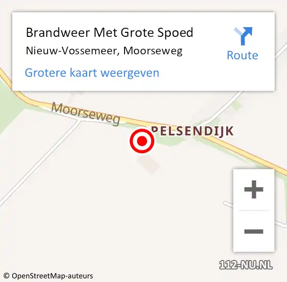 Locatie op kaart van de 112 melding: Brandweer Met Grote Spoed Naar Nieuw-Vossemeer, Moorseweg op 12 mei 2023 07:19