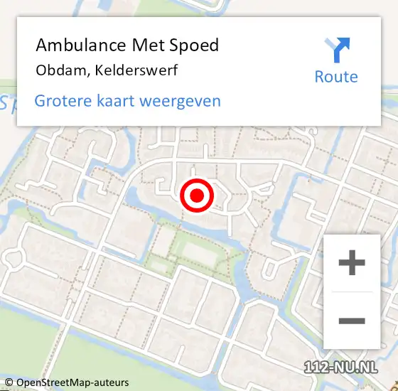 Locatie op kaart van de 112 melding: Ambulance Met Spoed Naar Obdam, Kelderswerf op 12 mei 2023 07:26