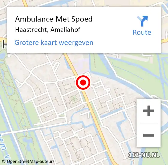 Locatie op kaart van de 112 melding: Ambulance Met Spoed Naar Haastrecht, Amaliahof op 12 mei 2023 07:53