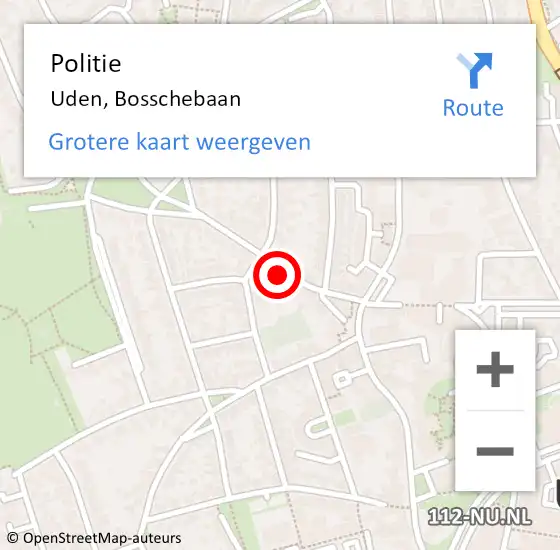 Locatie op kaart van de 112 melding: Politie Uden, Bosschebaan op 12 mei 2023 08:14