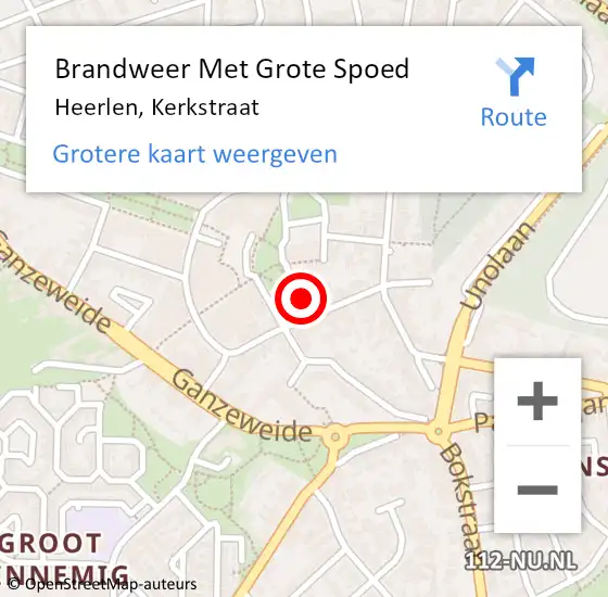 Locatie op kaart van de 112 melding: Brandweer Met Grote Spoed Naar Heerlen, Kerkstraat op 12 mei 2023 08:35