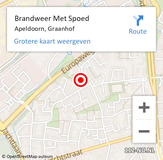 Locatie op kaart van de 112 melding: Brandweer Met Spoed Naar Apeldoorn, Graanhof op 12 mei 2023 08:38