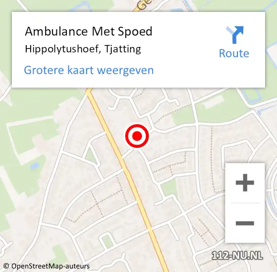 Locatie op kaart van de 112 melding: Ambulance Met Spoed Naar Hippolytushoef, Tjatting op 12 mei 2023 08:50