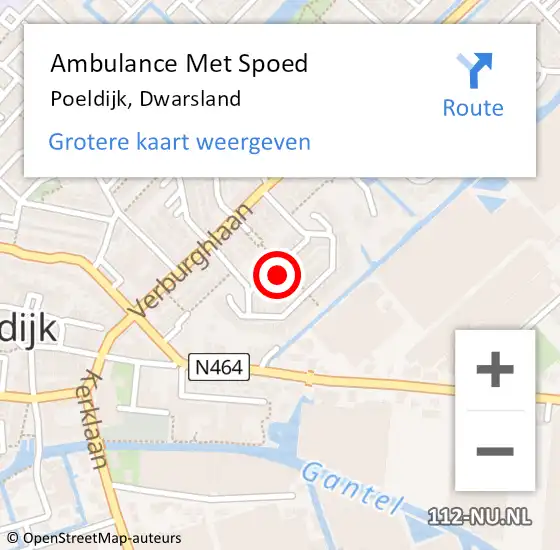 Locatie op kaart van de 112 melding: Ambulance Met Spoed Naar Poeldijk, Dwarsland op 12 mei 2023 09:05