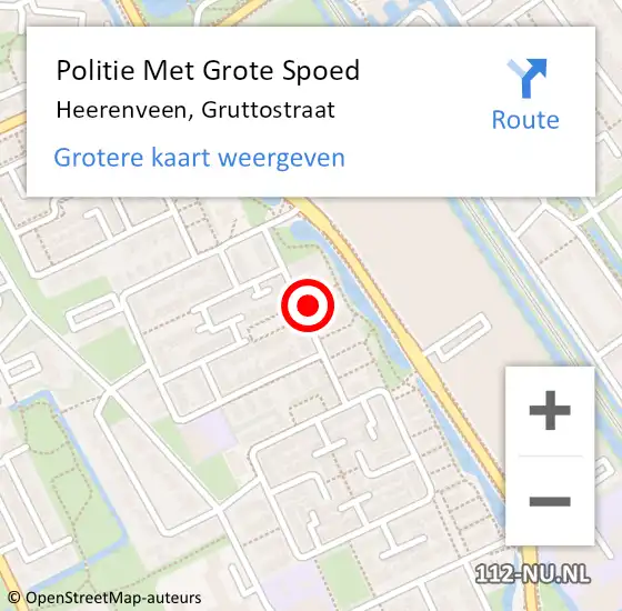 Locatie op kaart van de 112 melding: Politie Met Grote Spoed Naar Heerenveen, Gruttostraat op 12 mei 2023 09:10