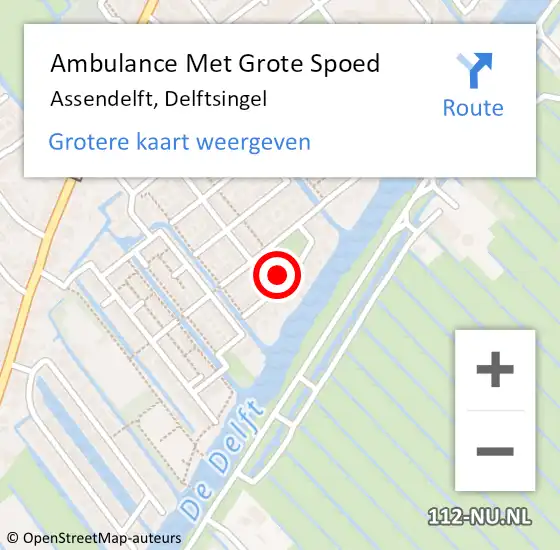 Locatie op kaart van de 112 melding: Ambulance Met Grote Spoed Naar Assendelft, Delftsingel op 12 mei 2023 09:13