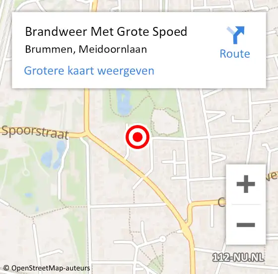 Locatie op kaart van de 112 melding: Brandweer Met Grote Spoed Naar Brummen, Meidoornlaan op 12 mei 2023 09:56