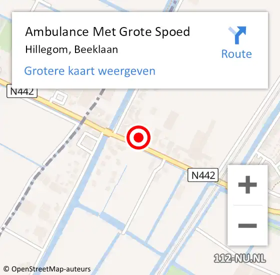 Locatie op kaart van de 112 melding: Ambulance Met Grote Spoed Naar Hillegom, Beeklaan op 12 mei 2023 10:08