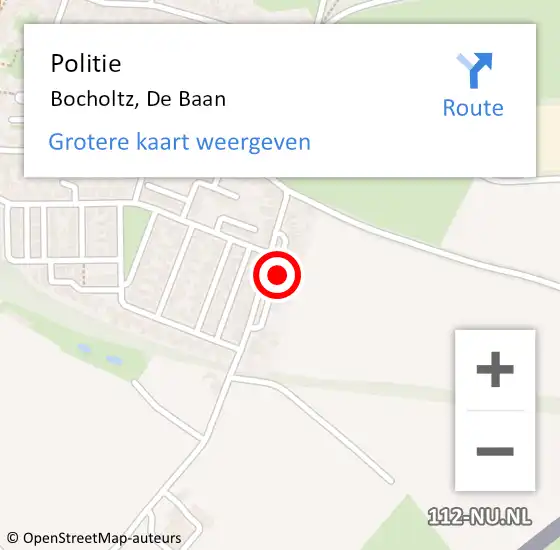 Locatie op kaart van de 112 melding: Politie Bocholtz, De Baan op 12 mei 2023 10:11