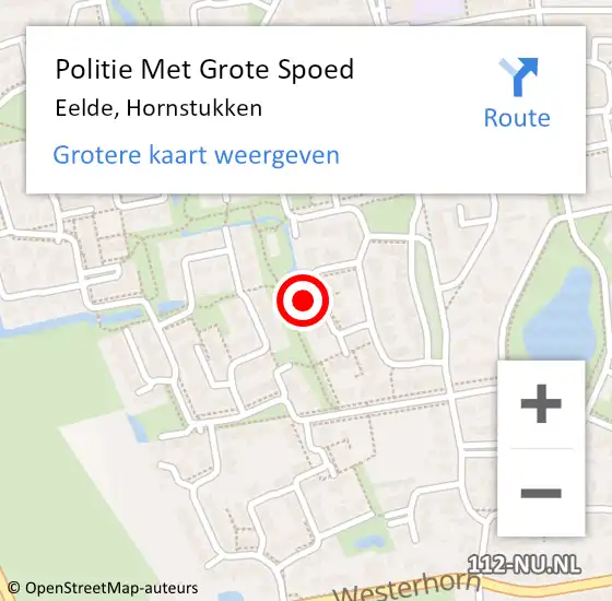 Locatie op kaart van de 112 melding: Politie Met Grote Spoed Naar Eelde, Hornstukken op 12 mei 2023 10:18