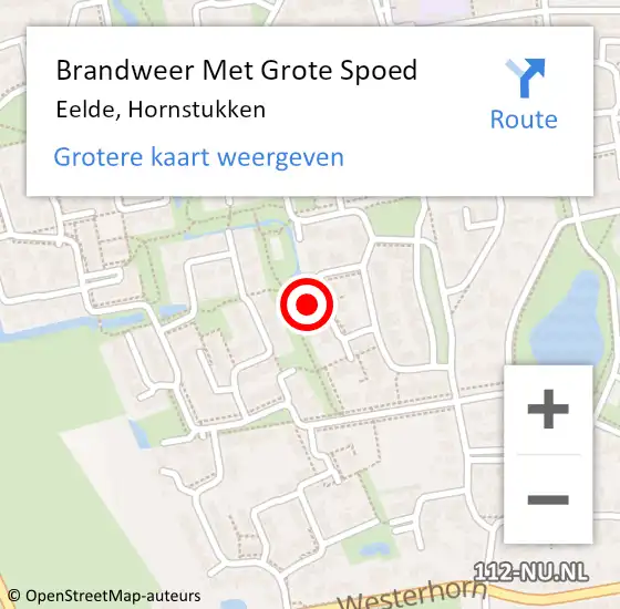 Locatie op kaart van de 112 melding: Brandweer Met Grote Spoed Naar Eelde, Hornstukken op 12 mei 2023 10:19