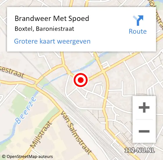 Locatie op kaart van de 112 melding: Brandweer Met Spoed Naar Boxtel, Baroniestraat op 12 mei 2023 10:44