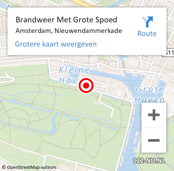 Locatie op kaart van de 112 melding: Brandweer Met Grote Spoed Naar Amsterdam, Nieuwendammerkade op 12 mei 2023 13:41