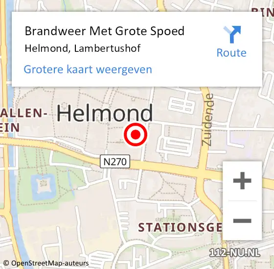 Locatie op kaart van de 112 melding: Brandweer Met Grote Spoed Naar Helmond, Lambertushof op 12 mei 2023 13:41