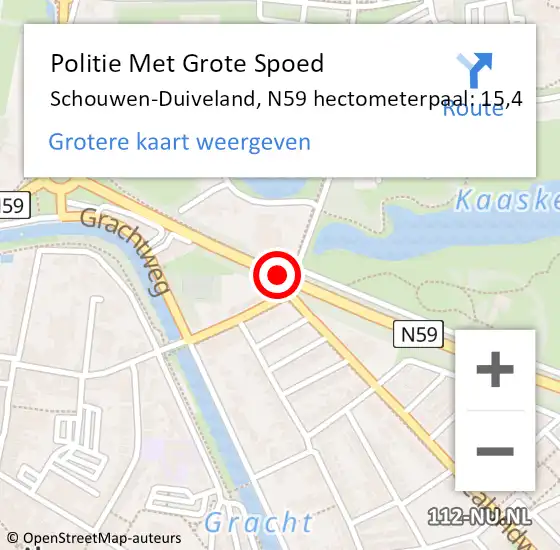 Locatie op kaart van de 112 melding: Politie Met Grote Spoed Naar Schouwen-Duiveland, N59 hectometerpaal: 15,4 op 12 mei 2023 13:57