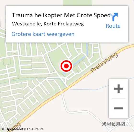 Locatie op kaart van de 112 melding: Trauma helikopter Met Grote Spoed Naar Westkapelle, Korte Prelaatweg op 12 mei 2023 14:00