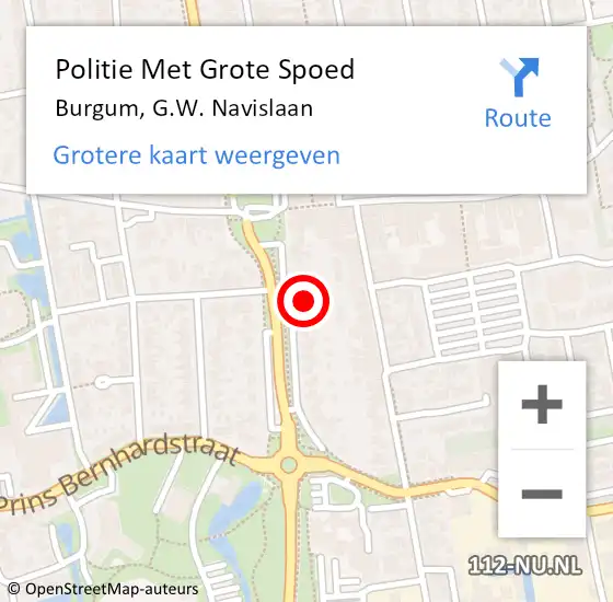 Locatie op kaart van de 112 melding: Politie Met Grote Spoed Naar Burgum, G.W. Navislaan op 12 mei 2023 14:05