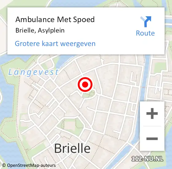 Locatie op kaart van de 112 melding: Ambulance Met Spoed Naar Brielle, Asylplein op 12 mei 2023 14:10