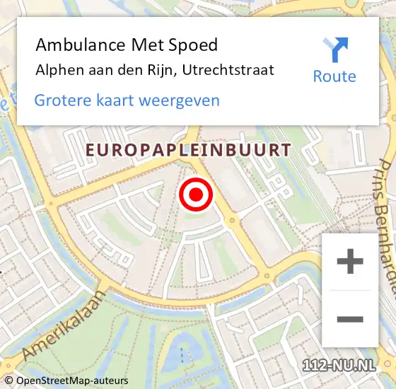 Locatie op kaart van de 112 melding: Ambulance Met Spoed Naar Alphen aan den Rijn, Utrechtstraat op 12 mei 2023 14:18