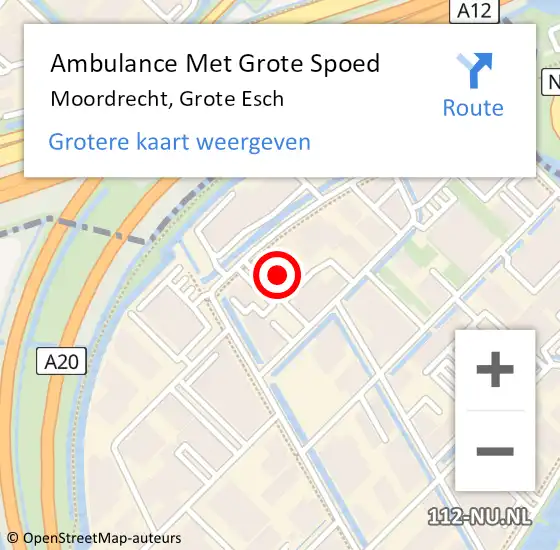 Locatie op kaart van de 112 melding: Ambulance Met Grote Spoed Naar Moordrecht, Grote Esch op 12 mei 2023 14:57