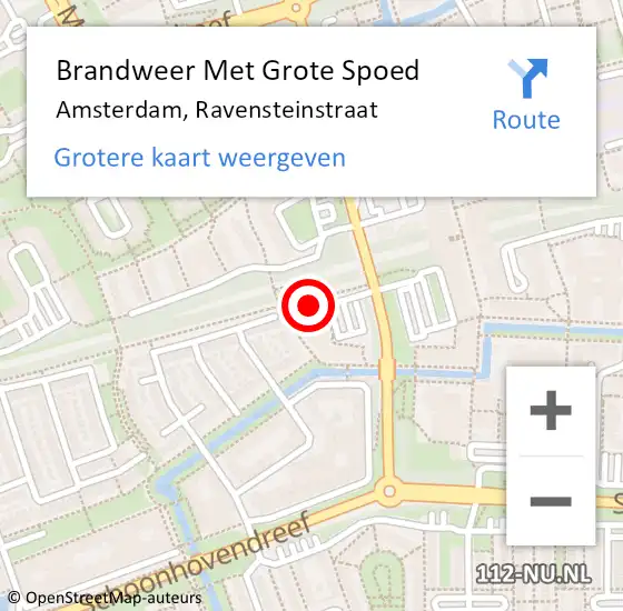 Locatie op kaart van de 112 melding: Brandweer Met Grote Spoed Naar Amsterdam, Ravensteinstraat op 12 mei 2023 15:03