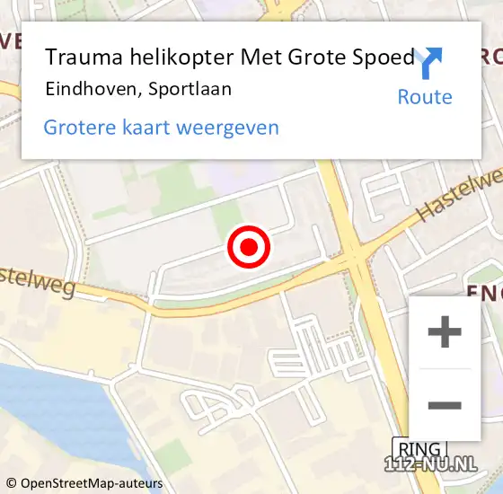 Locatie op kaart van de 112 melding: Trauma helikopter Met Grote Spoed Naar Eindhoven, Sportlaan op 12 mei 2023 15:08