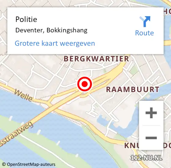 Locatie op kaart van de 112 melding: Politie Deventer, Bokkingshang op 12 mei 2023 15:18