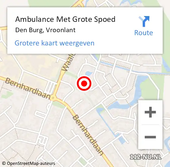 Locatie op kaart van de 112 melding: Ambulance Met Grote Spoed Naar Den Burg, Vroonlant op 12 mei 2023 15:23