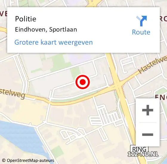 Locatie op kaart van de 112 melding: Politie Eindhoven, Sportlaan op 12 mei 2023 15:29